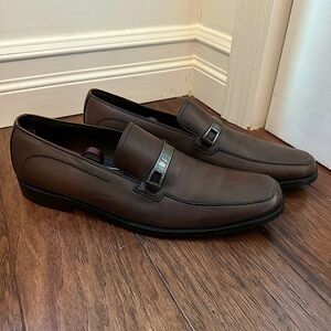 Hugo Boss Men's Vero Cuoio Brown Leather Slip on Dress Shoe Loafer Size 12 / 46